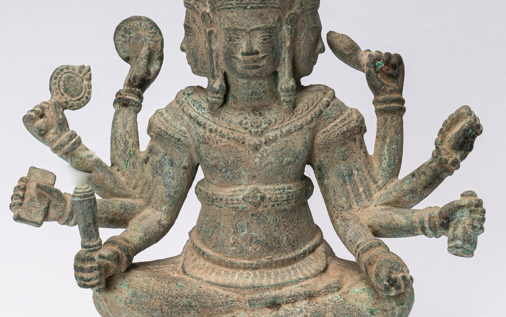 Statue de Brahma - bronze de style khmer antique 8 bras belong Brahma - création de Dieu Hindou - 31cm / 12 "