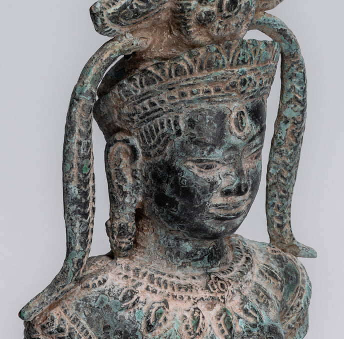 Antique Khmer Style Bronze Angkor Wat Apsara Torso or Angel Statue - 34cm/14"