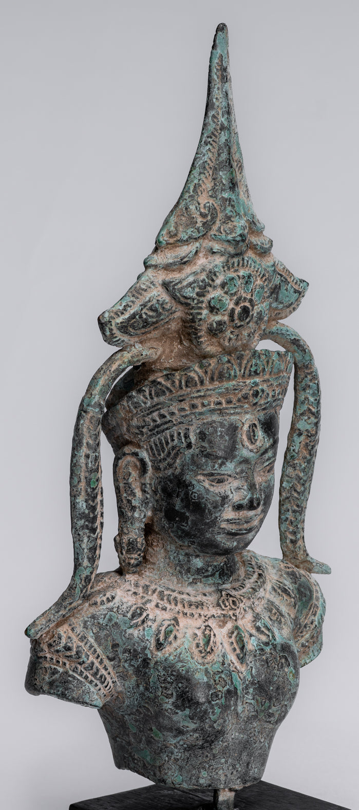 Antique Khmer Style Bronze Angkor Wat Apsara Torso or Angel Statue - 34cm/14"