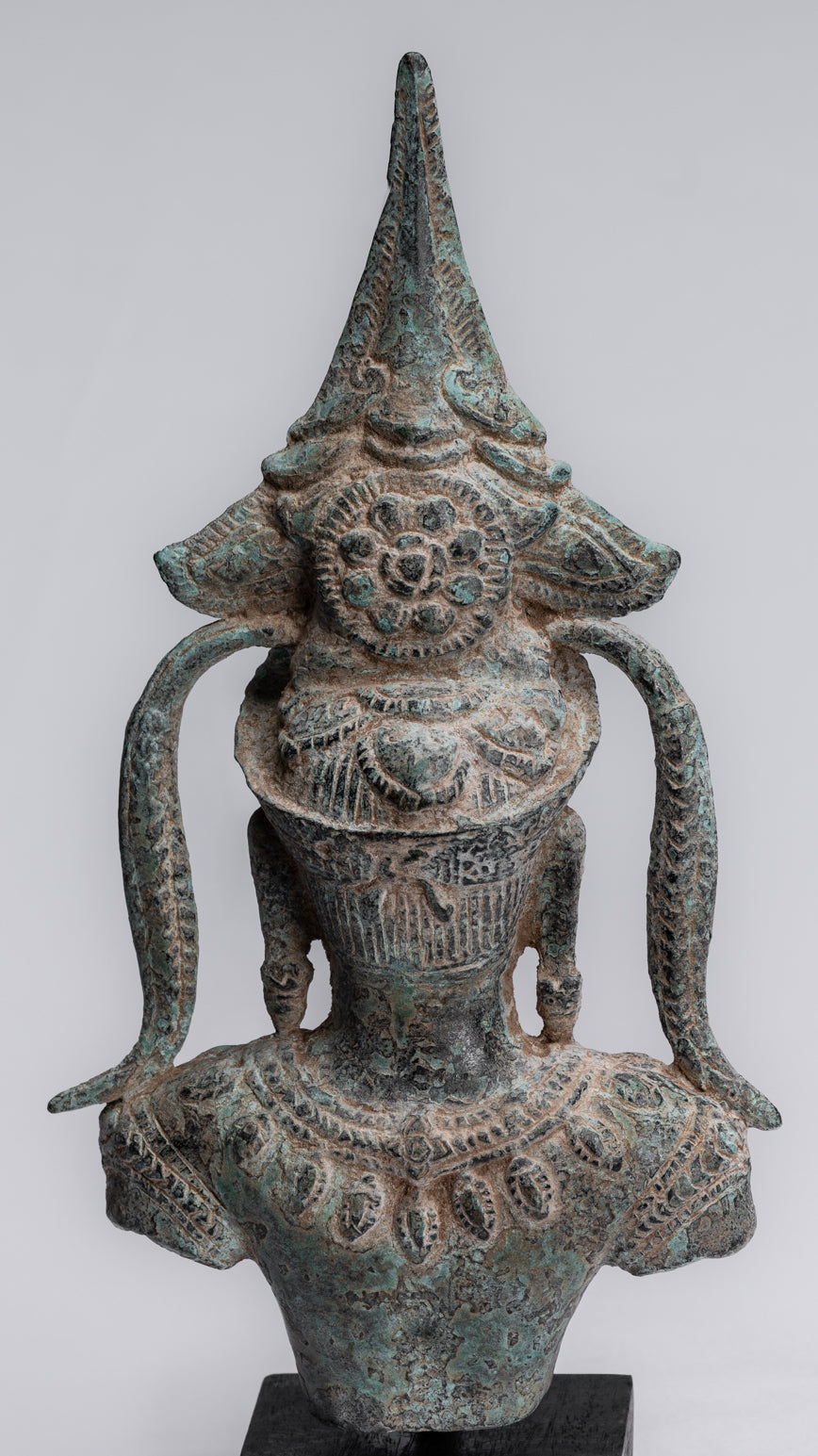 Antique Khmer Style Bronze Angkor Wat Apsara Torso or Angel Statue - 34cm/14"
