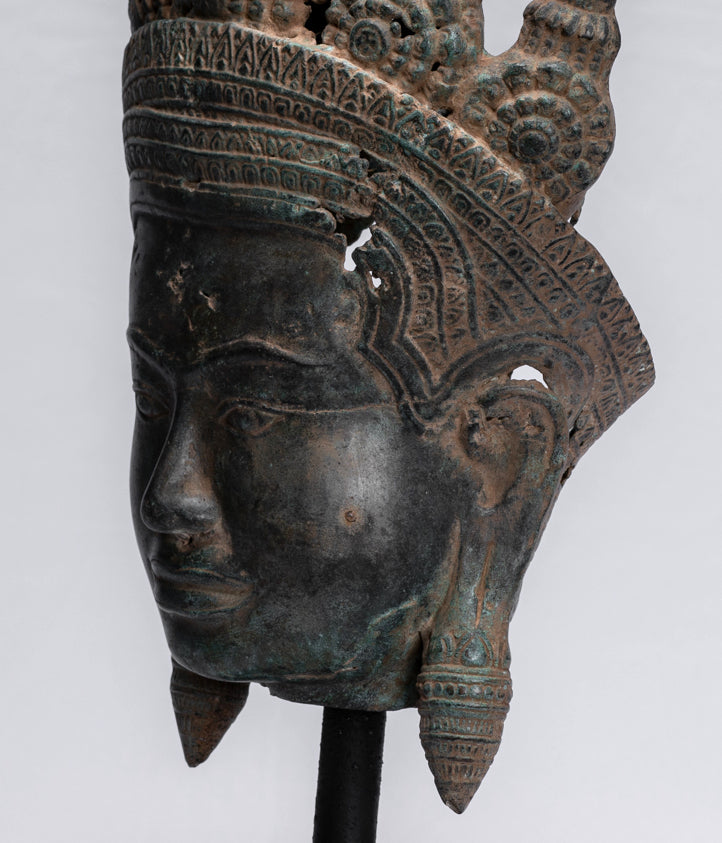 Antique Khmer Style Bronze Angkor Wat Apsara Torso or Angel Statue - 57cm/23"