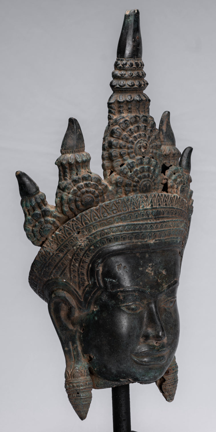 Antique Khmer Style Bronze Angkor Wat Apsara Torso or Angel Statue - 57cm/23"