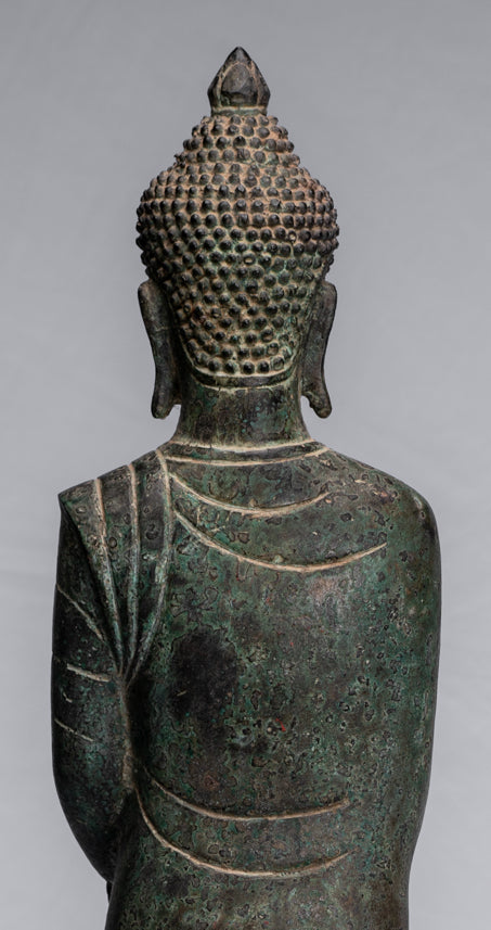 Buddha Statue - Antique Khmer Style Bronze Charity & Compassion Gautama Buddha Statue - 62cm/25"