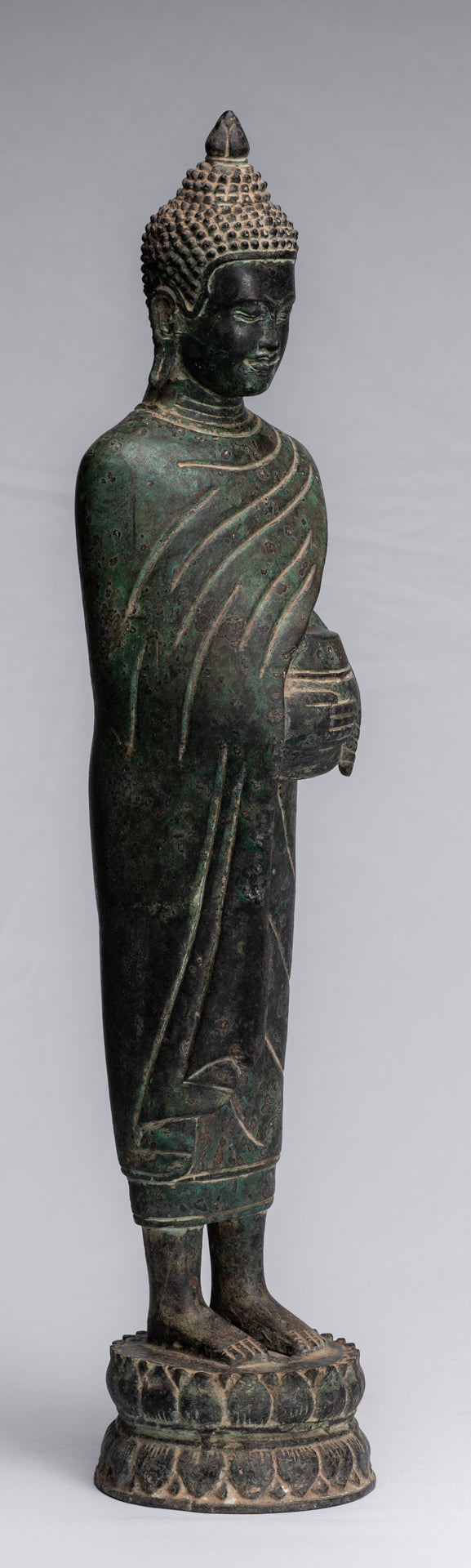 Buddha Statue - Antique Khmer Style Bronze Charity & Compassion Gautama Buddha Statue - 62cm/25"