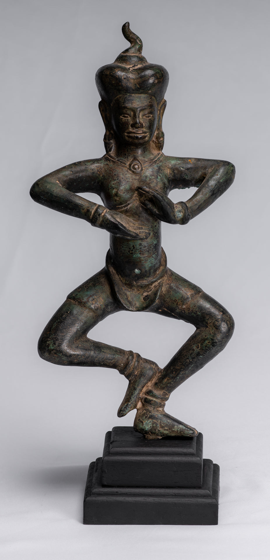 Antique Khmer Style Baphuon Bronze Dancing Apsara or Angel Statue - 34cm/14"