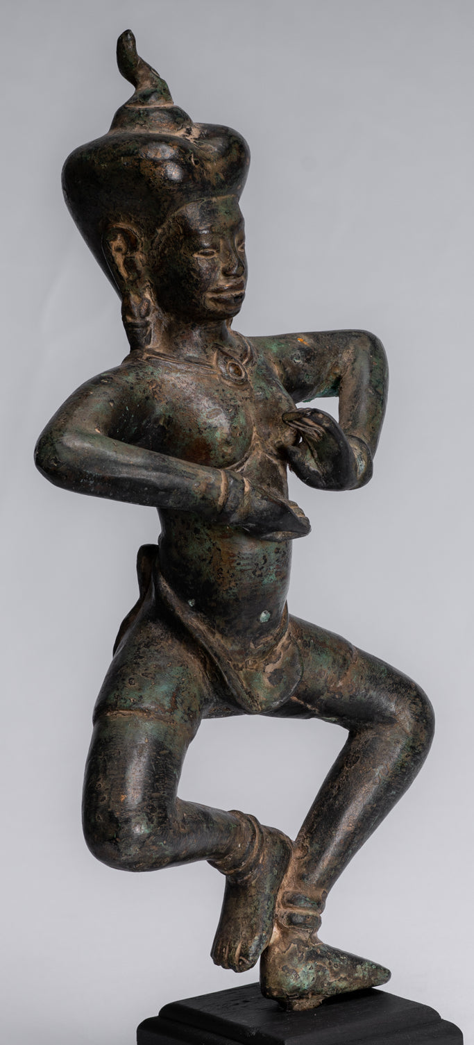 Antique Khmer Style Baphuon Bronze Dancing Apsara or Angel Statue - 34cm/14"