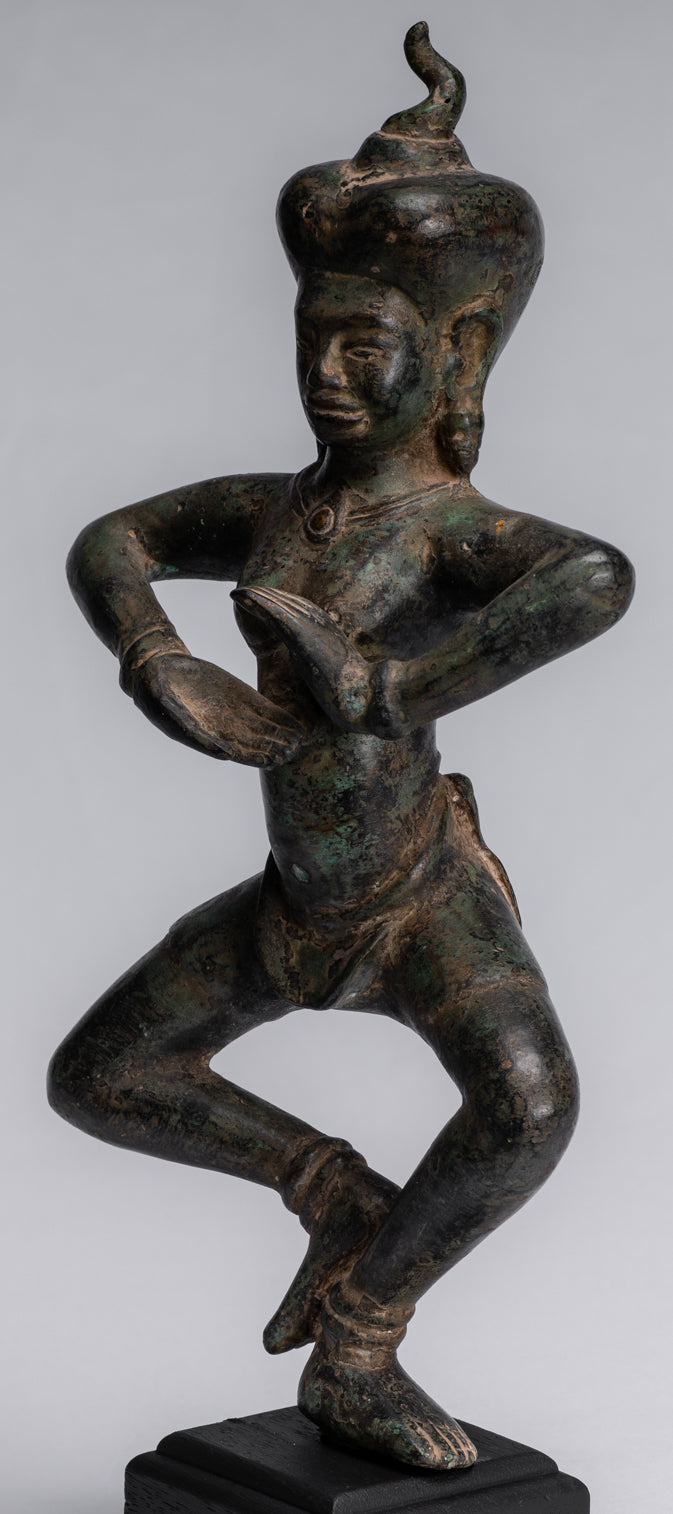 Antique Khmer Style Baphuon Bronze Dancing Apsara or Angel Statue - 34cm/14"
