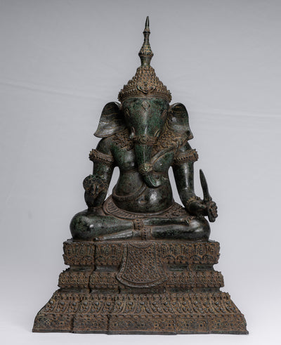 Statue Ganesha - Statua di Ganesh in stile antico Khmer Bronzo - 57 cm/23 "