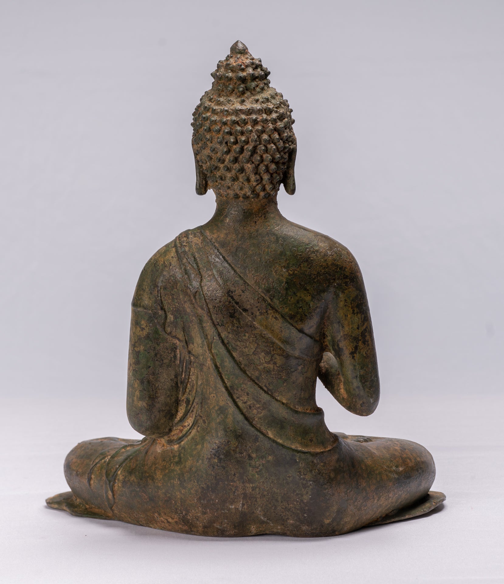 Buddha Statue - Antique Chinese Style Bronze Seated Granting Boons Buddha Statue - 35cm/14"