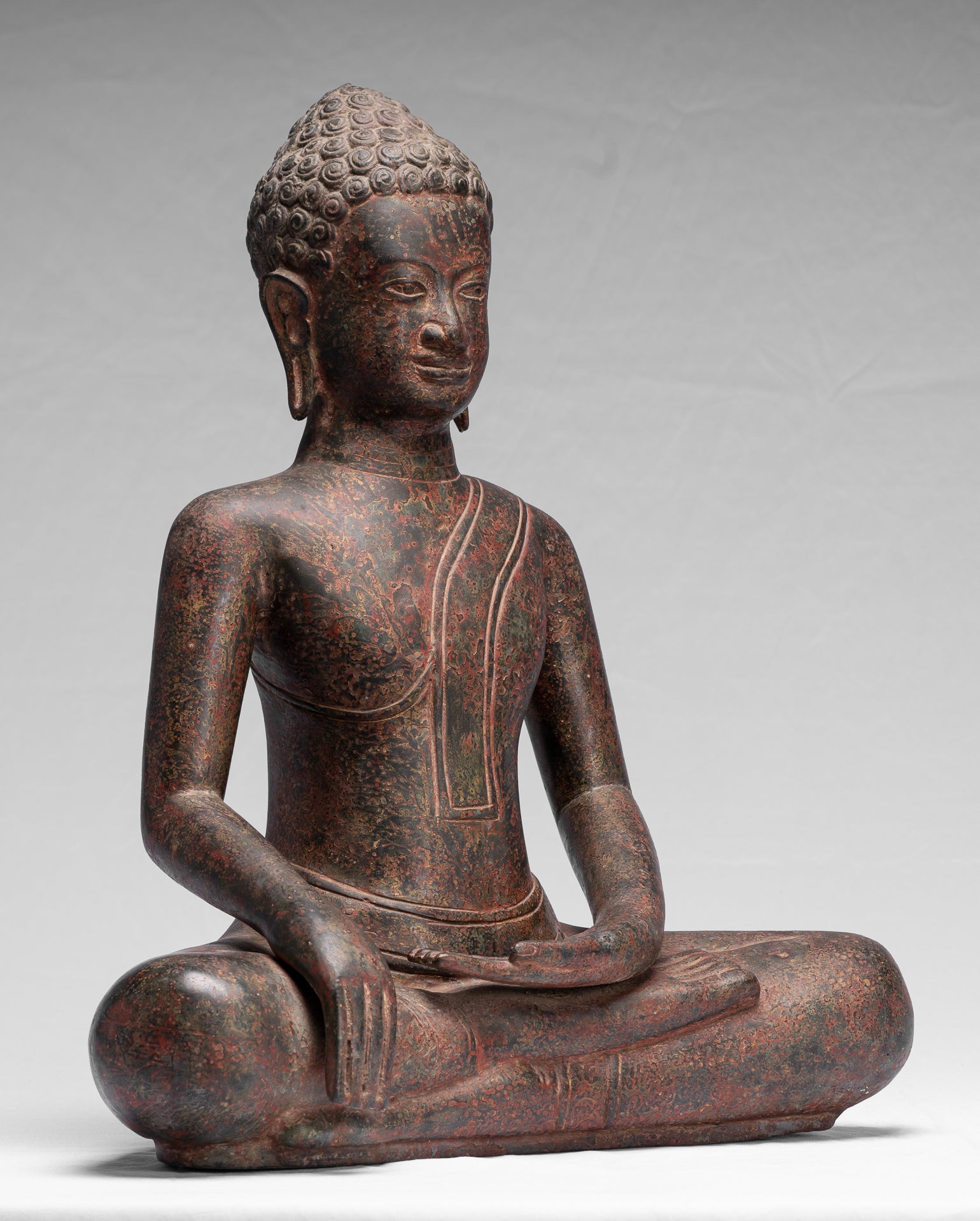 Estatua de Buda - Estatua de Buda de la Ilustración de Bronce Thai Thai de ANTIGUA - 47cm/19 "