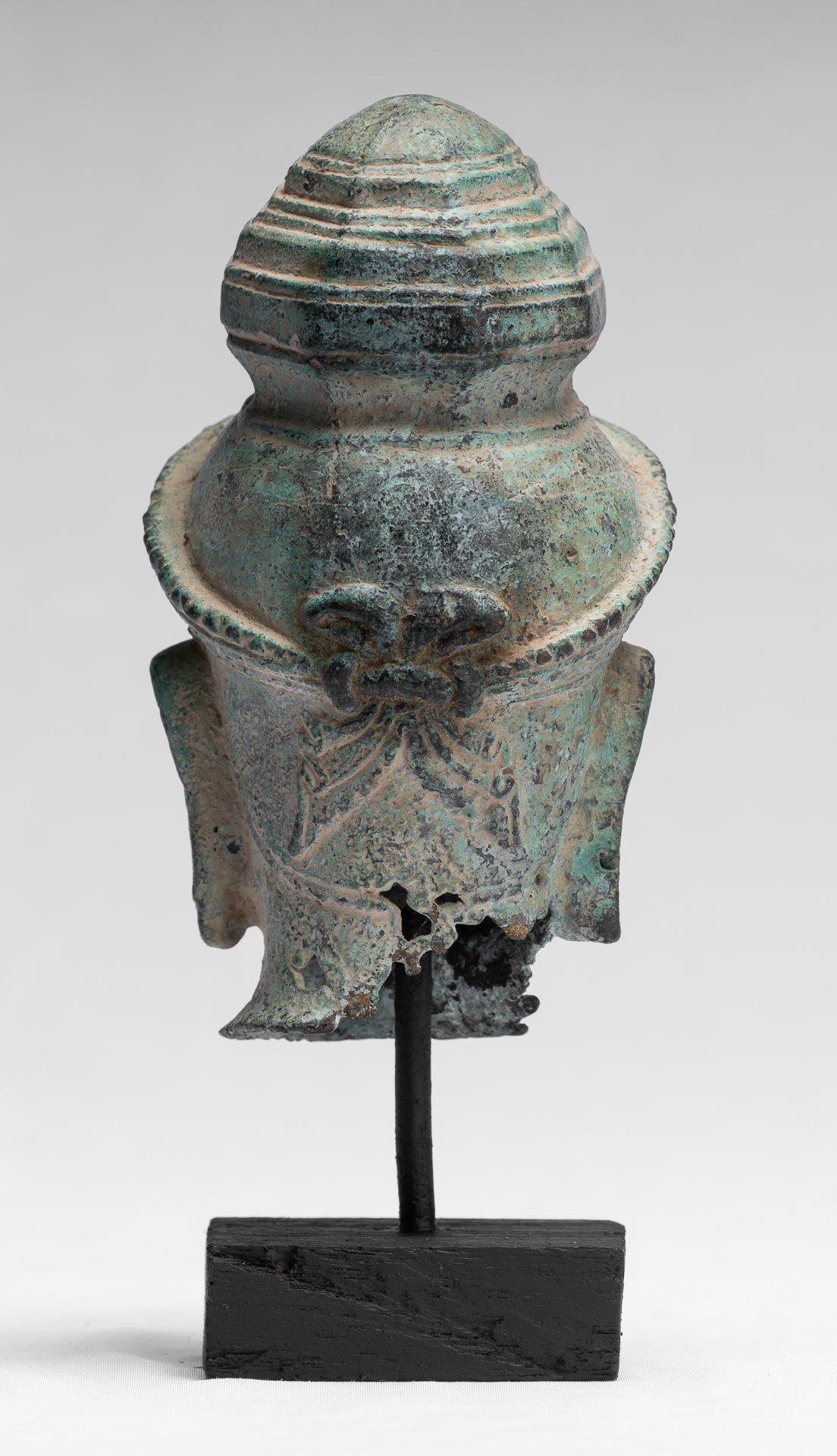 Estatua de Vishnu - Jefe de bronce de bronce de estilo preeah -ko antiguo - Protector y conservador - 21 cm/8 "