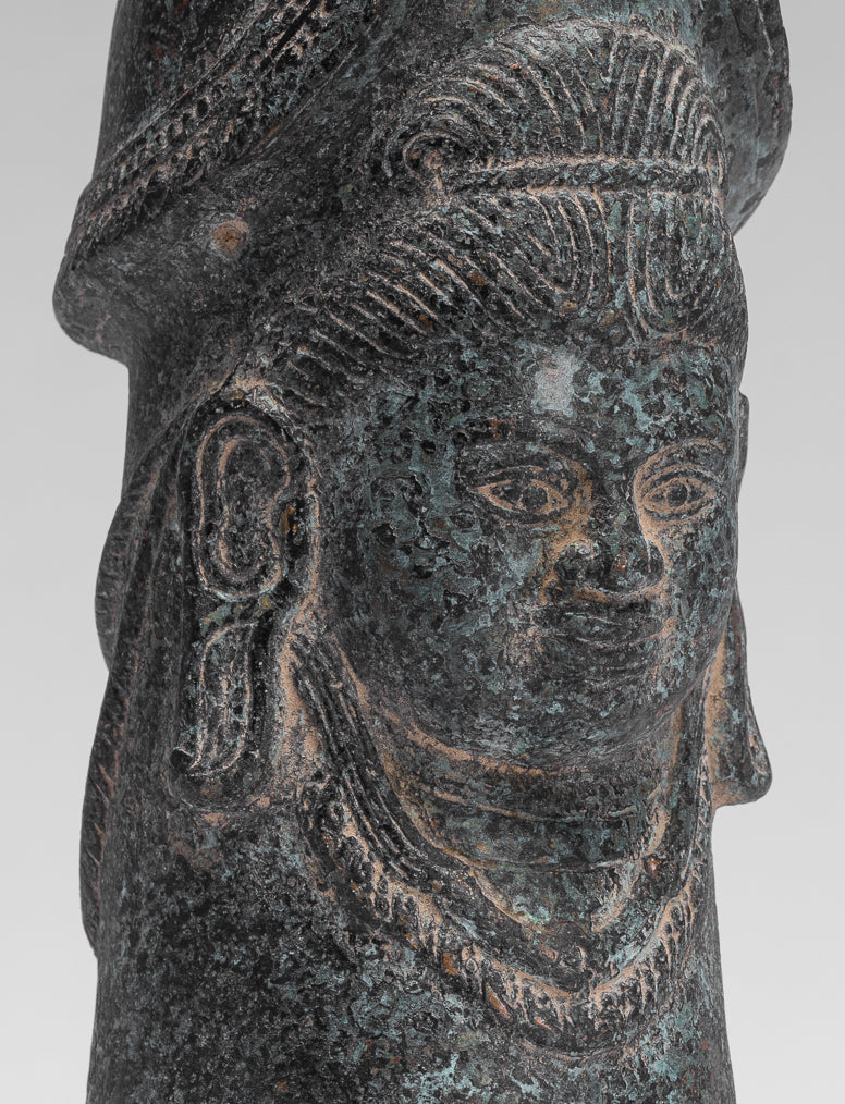 Antiguo estilo jmer verdigris bronce shiva linga / lingnum - 23cm / 9 "