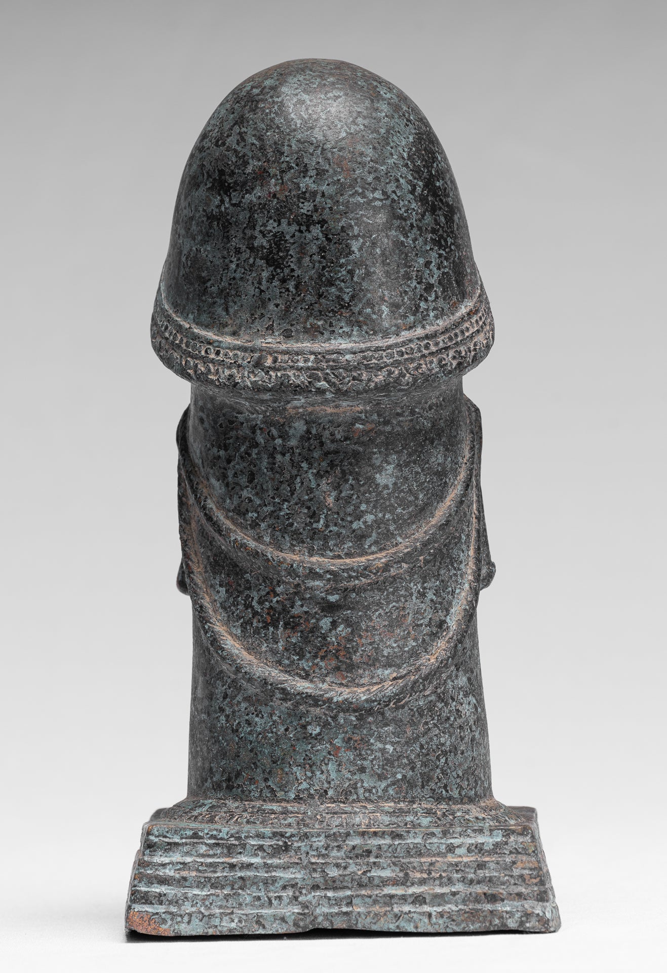 Antiguo estilo jmer verdigris bronce shiva linga / lingnum - 23cm / 9 "