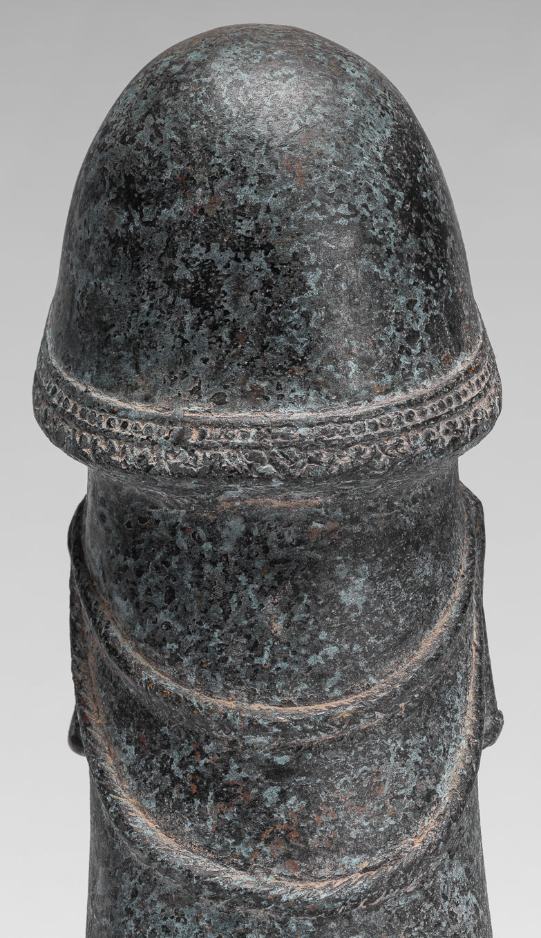 Antiguo estilo jmer verdigris bronce shiva linga / lingnum - 23cm / 9 "