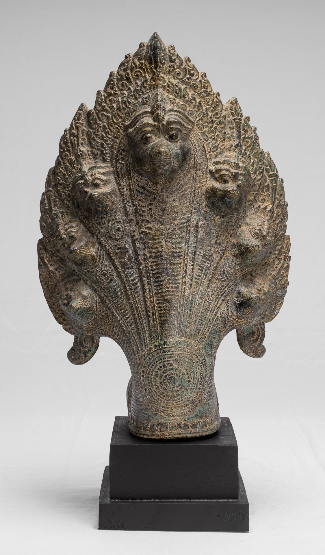 Naga Statue - Antique Khmer Style Bronze Protective Naga, Snake or Serpent Statue - 54cm/22"