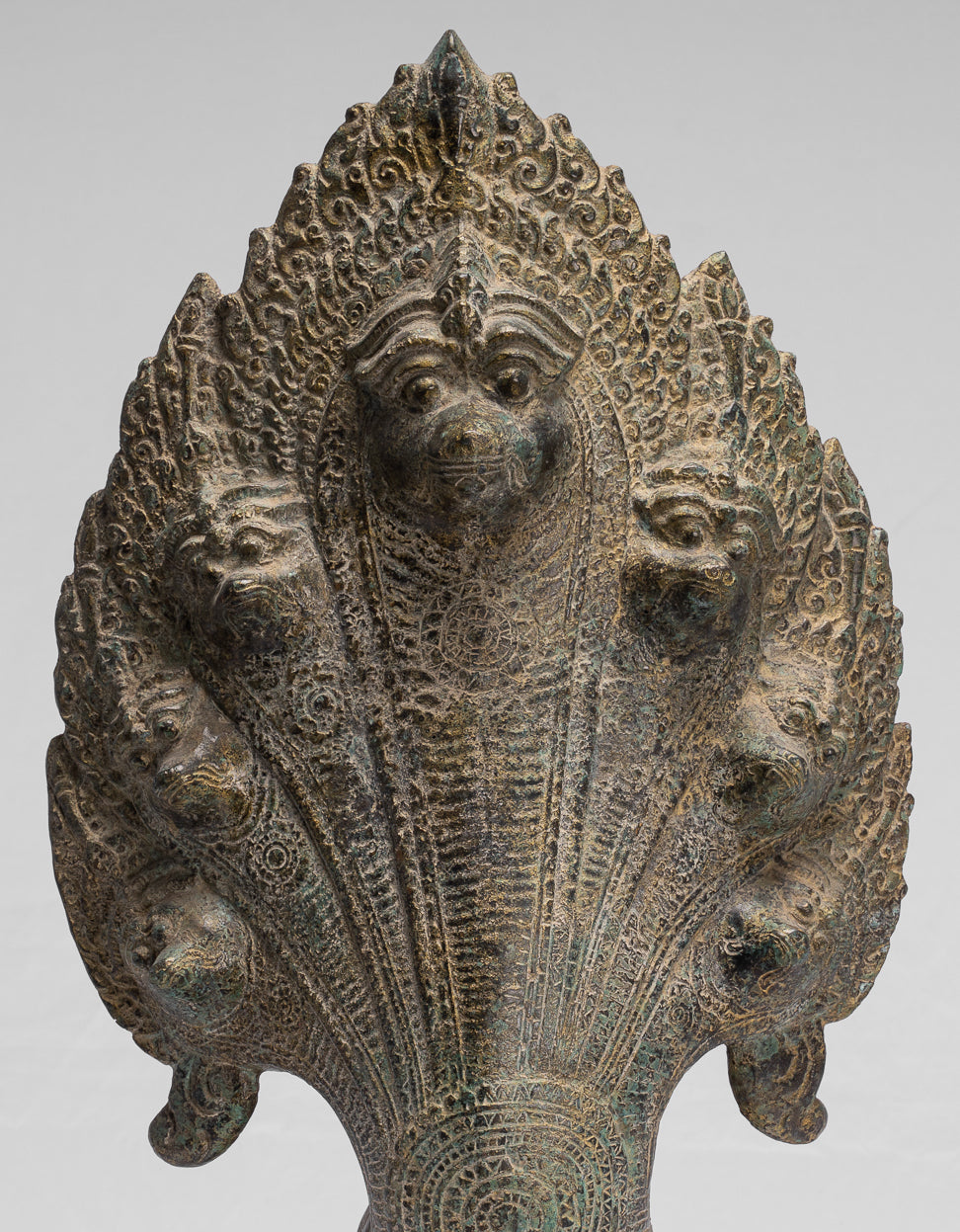 Naga Statue - Antique Khmer Style Bronze Protective Naga, Snake or Serpent Statue - 54cm/22"