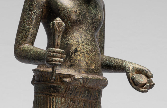 Kalkin Statue - Antique Khmer Style Standing Bronze Hayagriva Kalkin Horse of Vishnu - 82cm/33"