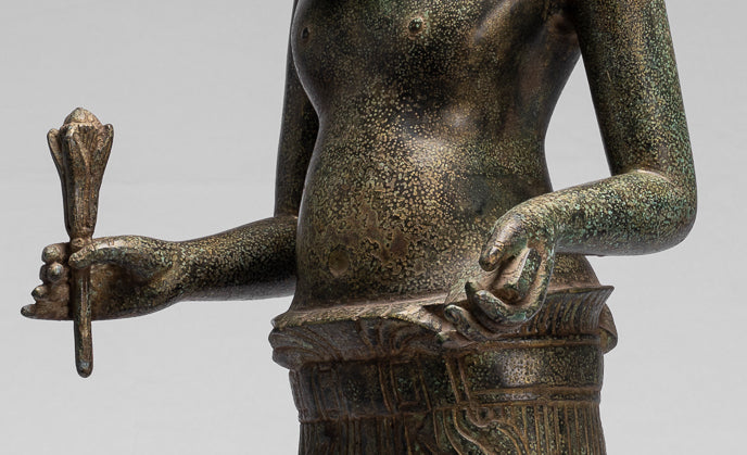 Kalkin Statue - Antique Khmer Style Standing Bronze Hayagriva Kalkin Horse of Vishnu - 82cm/33"