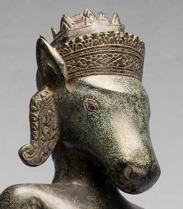 Kalkin Statue - Antique Khmer Style Standing Bronze Hayagriva Kalkin Horse of Vishnu - 82cm/33"
