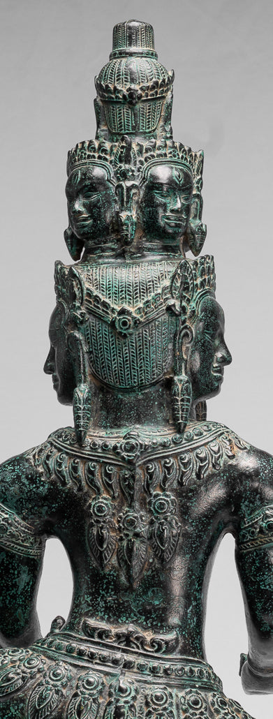 Antique Khmer Style Standing Bronze Angkor Wat Hevajra Statue-86cm/34 " Tall