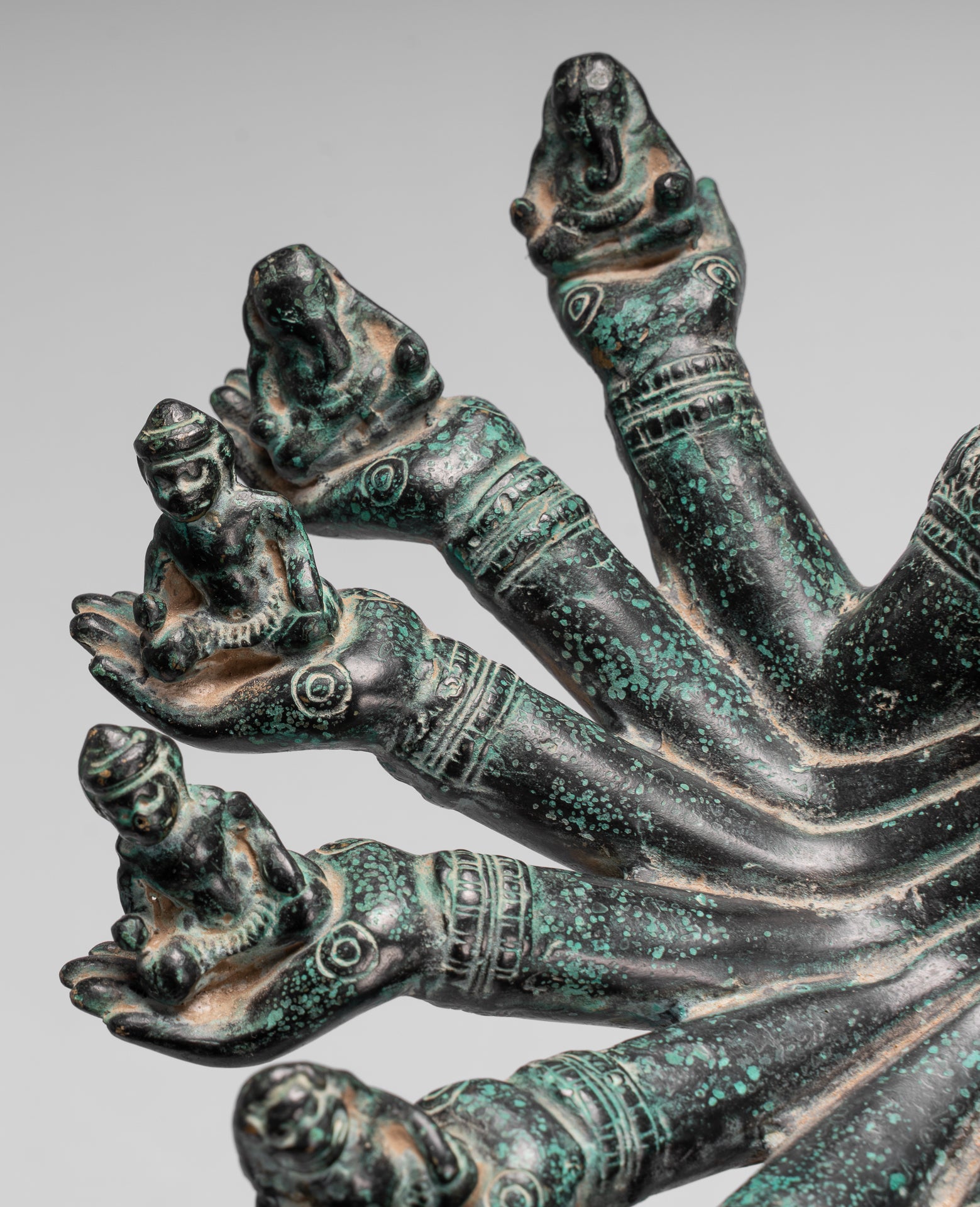 Antique Khmer Style Standing Bronze Angkor Wat Hevajra Statue-86cm/34 " Tall