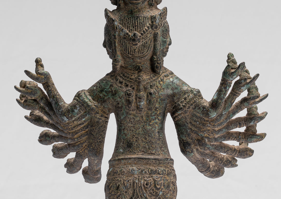 Antique Khmer Style Standing Bronze Bayon Hevajra Statue-41cm/16 " Tall