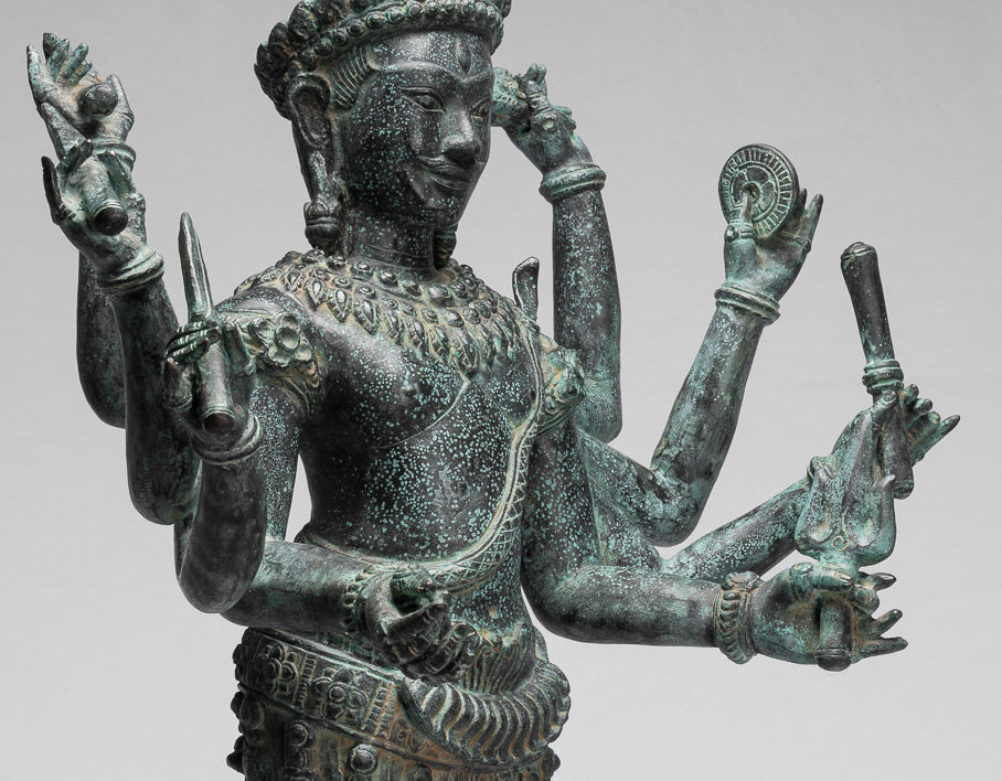 Estatua de Trimurti - Estatua de Trimurti Shiva Brahma Vishnu de estilo jemer antiguo - 95cm/38 "