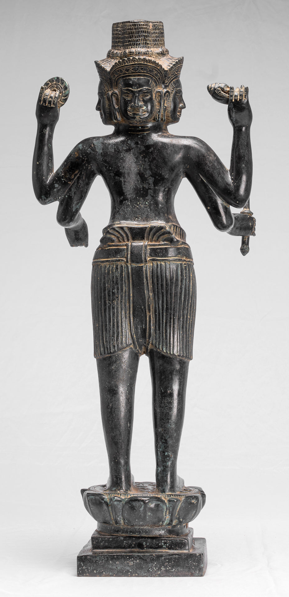 Estatua de Brahma - Estilo antiguo Khmer Koh Ker de pie Bronce Brahma - Creación de Dios hindú - 83 cm/33 "