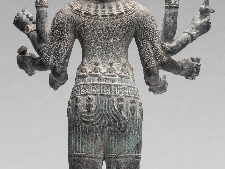 Antique Khmer Style Bronze Bayon Standing Lokeshvara Statue - 53cm/21"