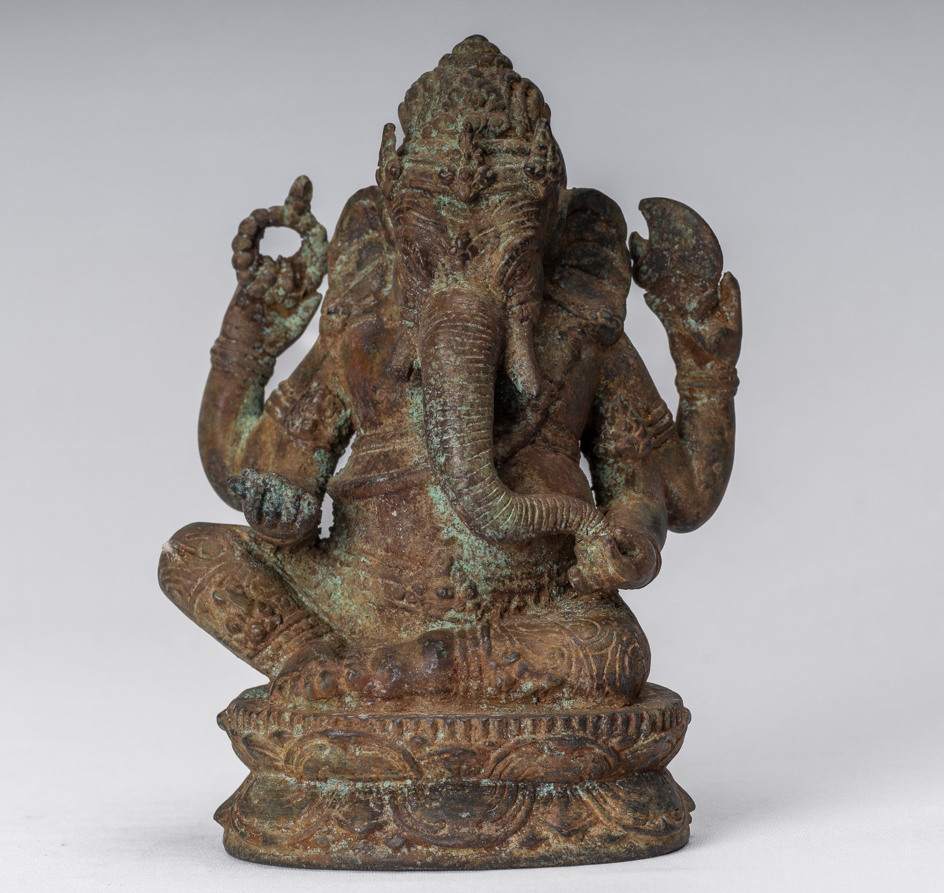 Estatua de Ganesha - Estatua de Ganesha de bronce de estilo javanés antiguo - 20 cm/8 "