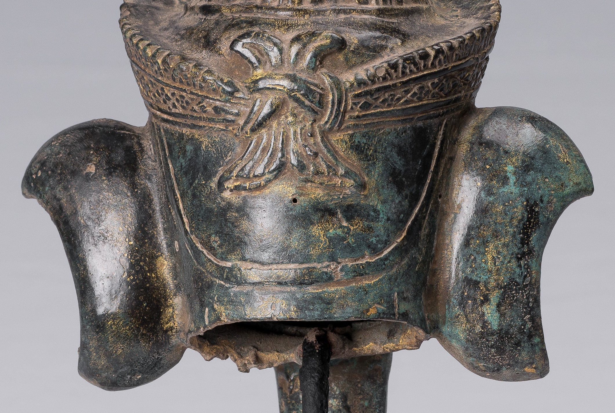 Éléphant – Statue d'éléphant de style Bayon en bronze monté de style khmer antique – 29 cm de haut