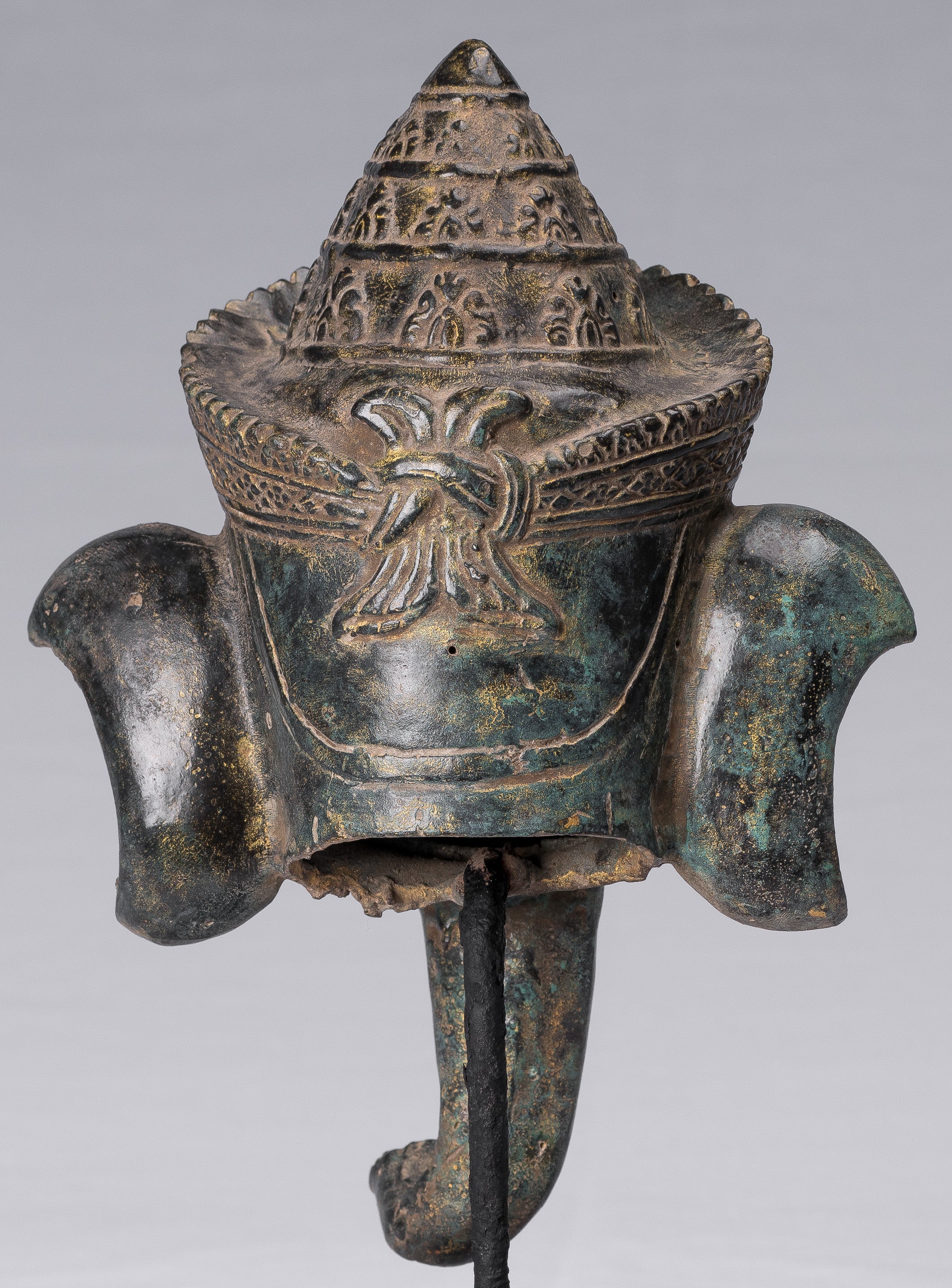 Éléphant – Statue d'éléphant de style Bayon en bronze monté de style khmer antique – 29 cm de haut