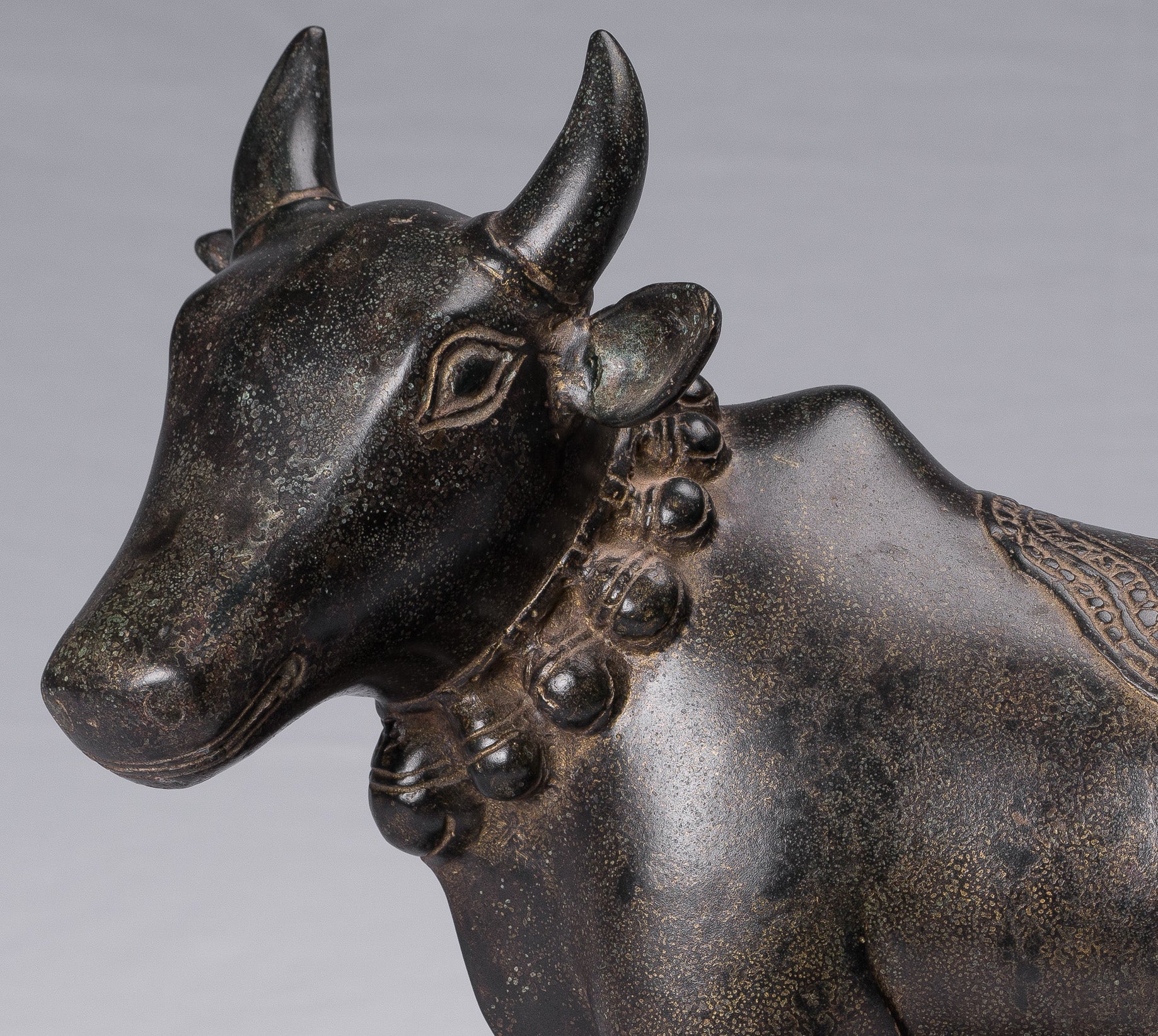 Estatua de bronce nandi de estilo jemer antiguo - Monte de Shiva - 36 cm/14 "