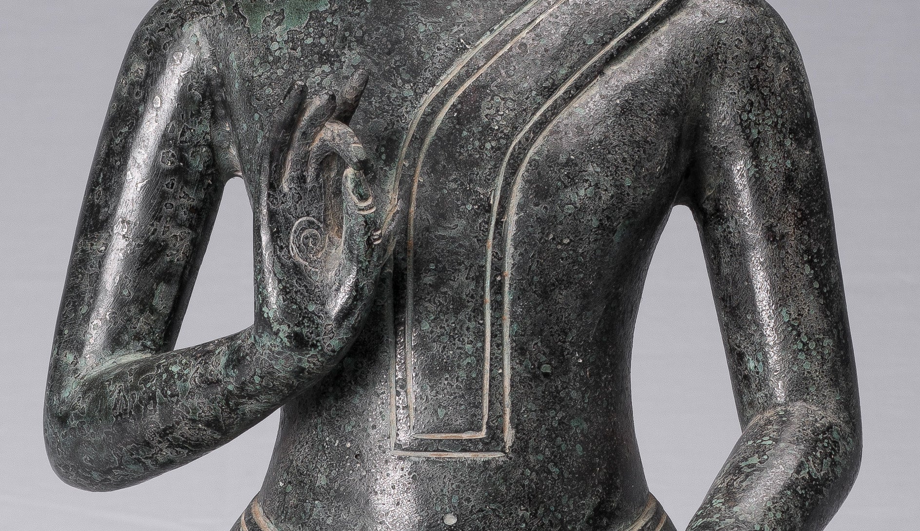 Statue de Bouddha – Statue de Bouddha en bronze de style khmer antique Dharmachakra enseignant Mudra – 50 cm