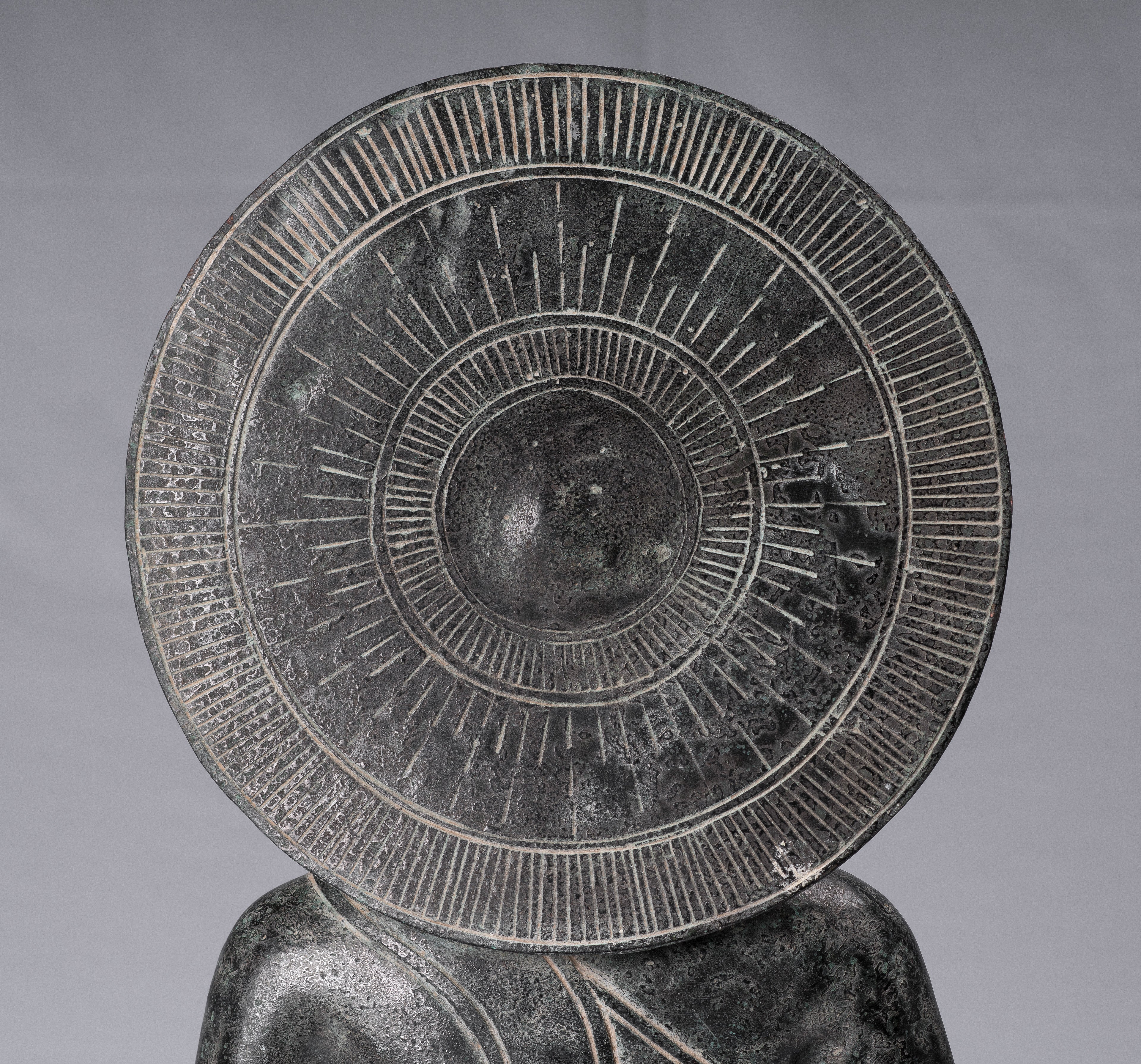 Statue de Bouddha – Statue de Bouddha en bronze de style khmer antique Dharmachakra enseignant Mudra – 50 cm