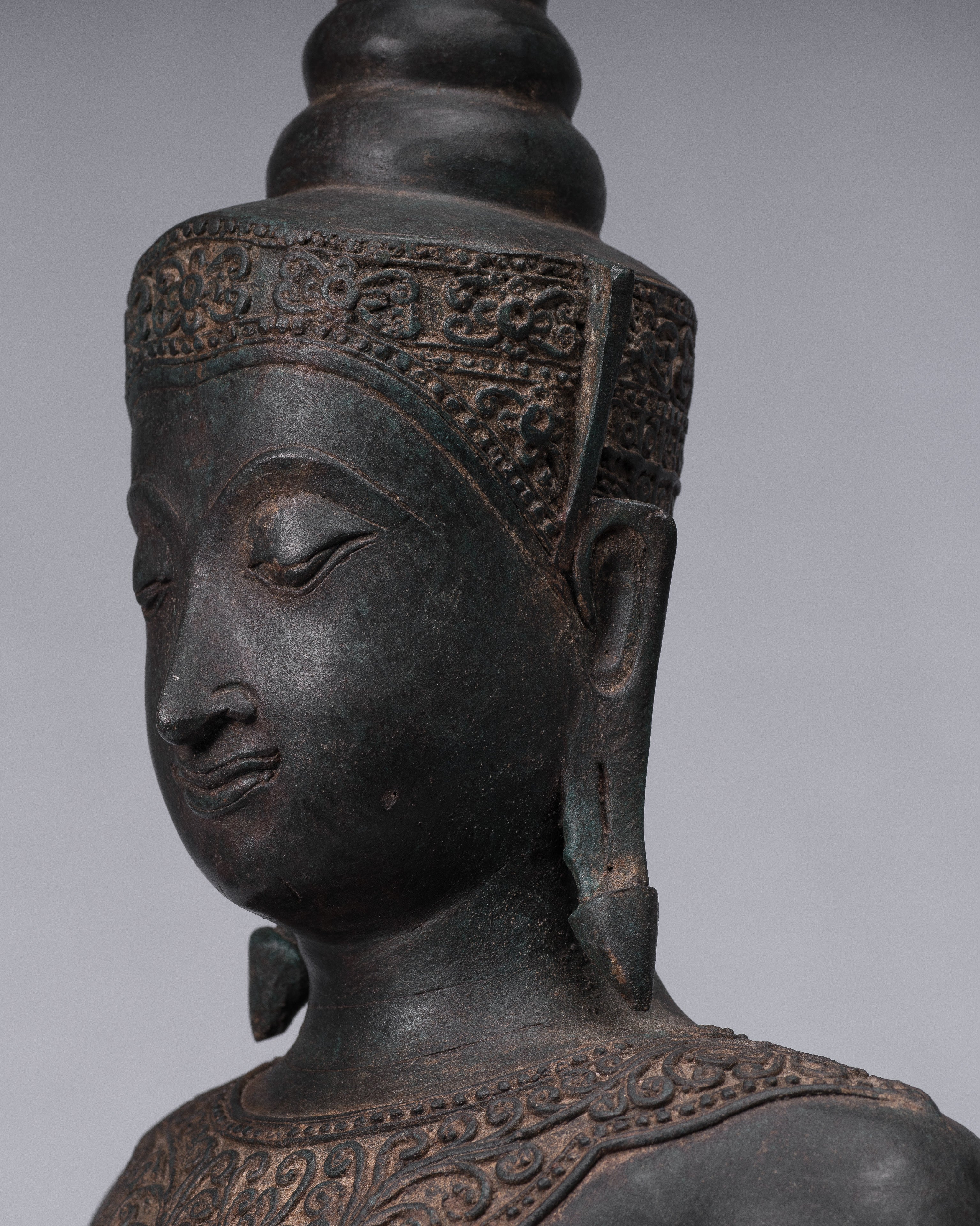 Statue de Bouddha - Statue de Bouddha des Lumières assise d'Ayutthaya de style thaïlandais antique - 66 cm/26"