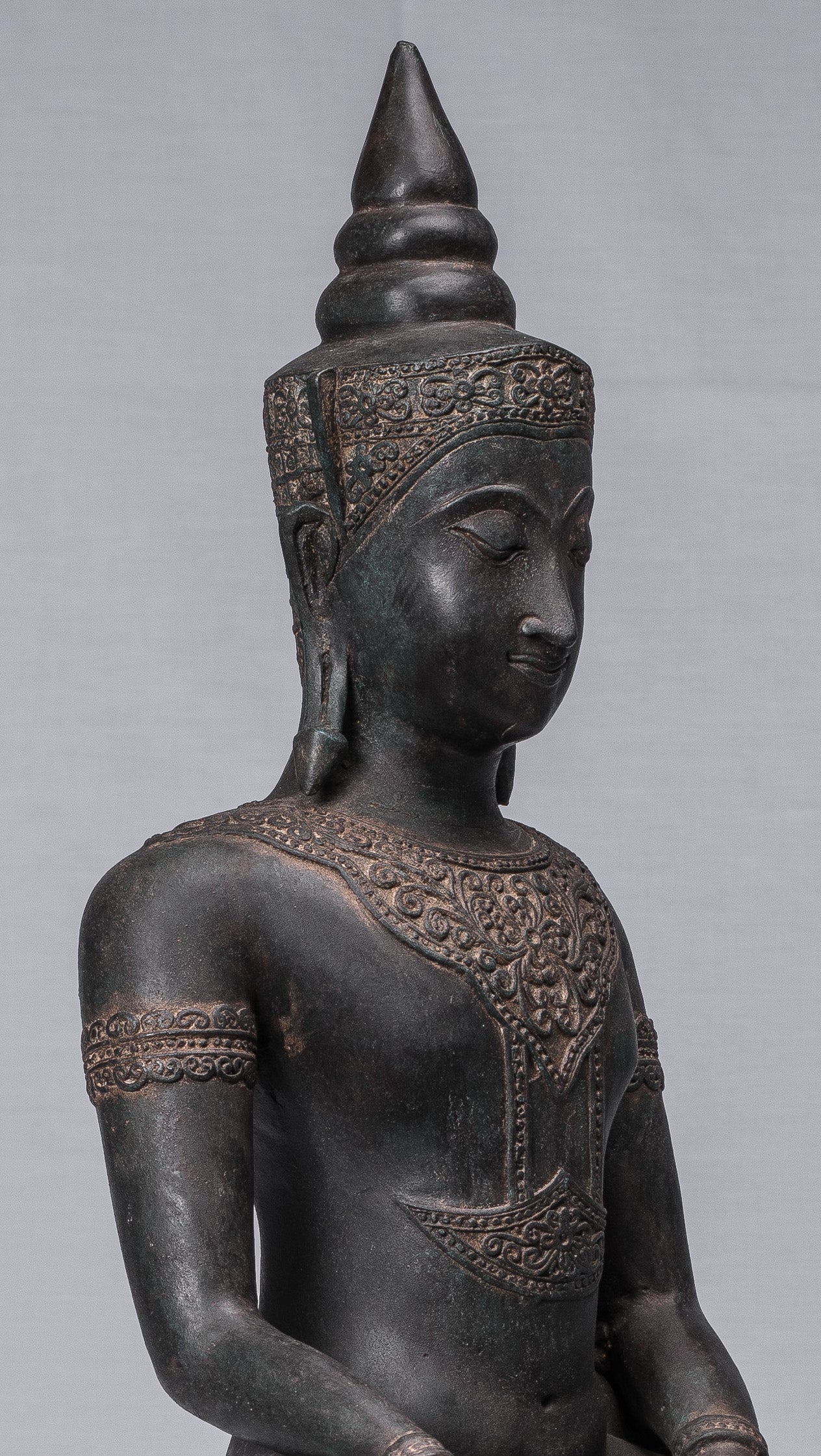 Statue de Bouddha - Statue de Bouddha des Lumières assise d'Ayutthaya de style thaïlandais antique - 66 cm/26"