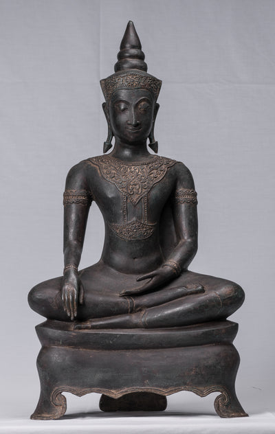 Buddha-Statue – Ayutthaya-sitzende Erleuchtungs-Buddha-Statue im antiken Thai-Stil – 66 cm.