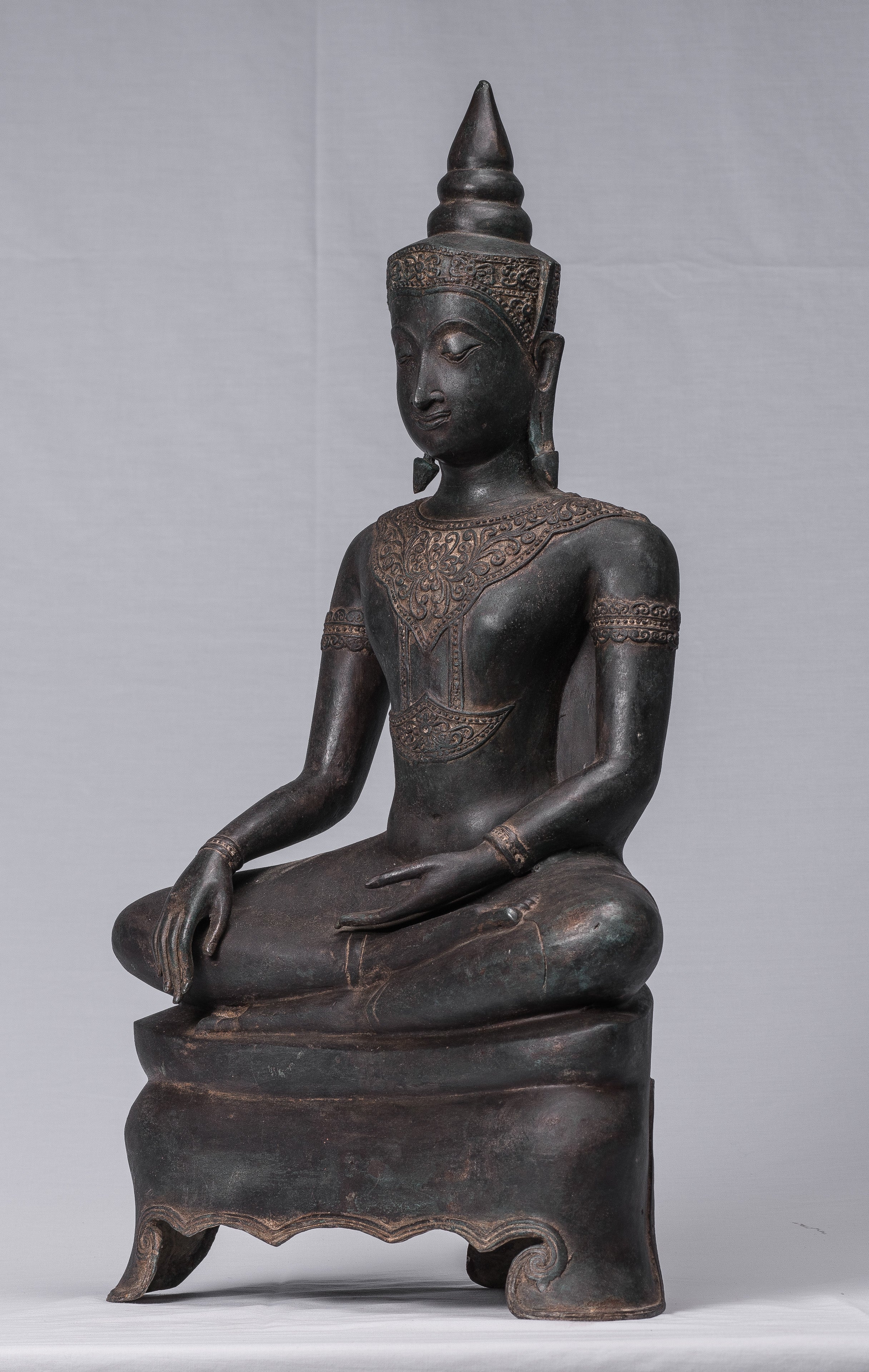 Statue de Bouddha - Statue de Bouddha des Lumières assise d'Ayutthaya de style thaïlandais antique - 66 cm/26"