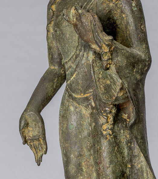 Statua di Buddha - Capolavoro antico in stile indonesiano bronzo giavanese amitabha buddha - 42cm/17 "