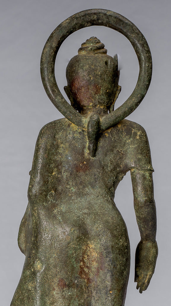 Statua di Buddha - Capolavoro antico in stile indonesiano bronzo giavanese amitabha buddha - 42cm/17 "