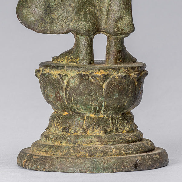 Statua di Buddha - Capolavoro antico in stile indonesiano bronzo giavanese amitabha buddha - 42cm/17 "