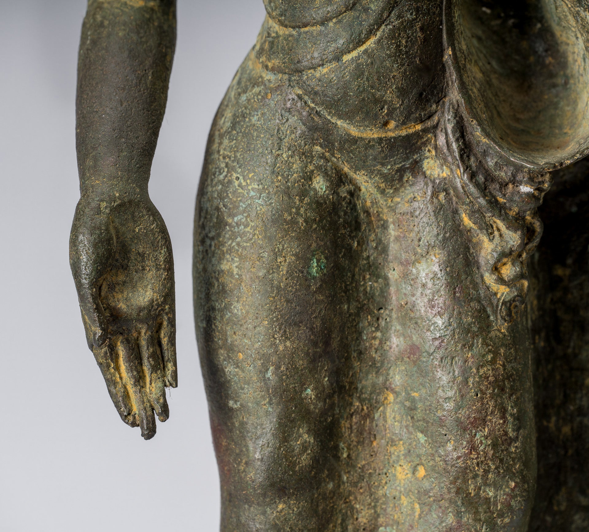 Statua di Buddha - Capolavoro antico in stile indonesiano bronzo giavanese amitabha buddha - 42cm/17 "