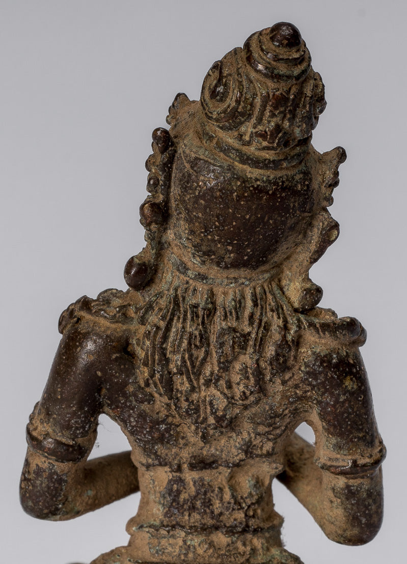 Tara-Statue – antike indonesische Bronze-Devi-Tara-Statue im Java-Stil – 8 cm.
