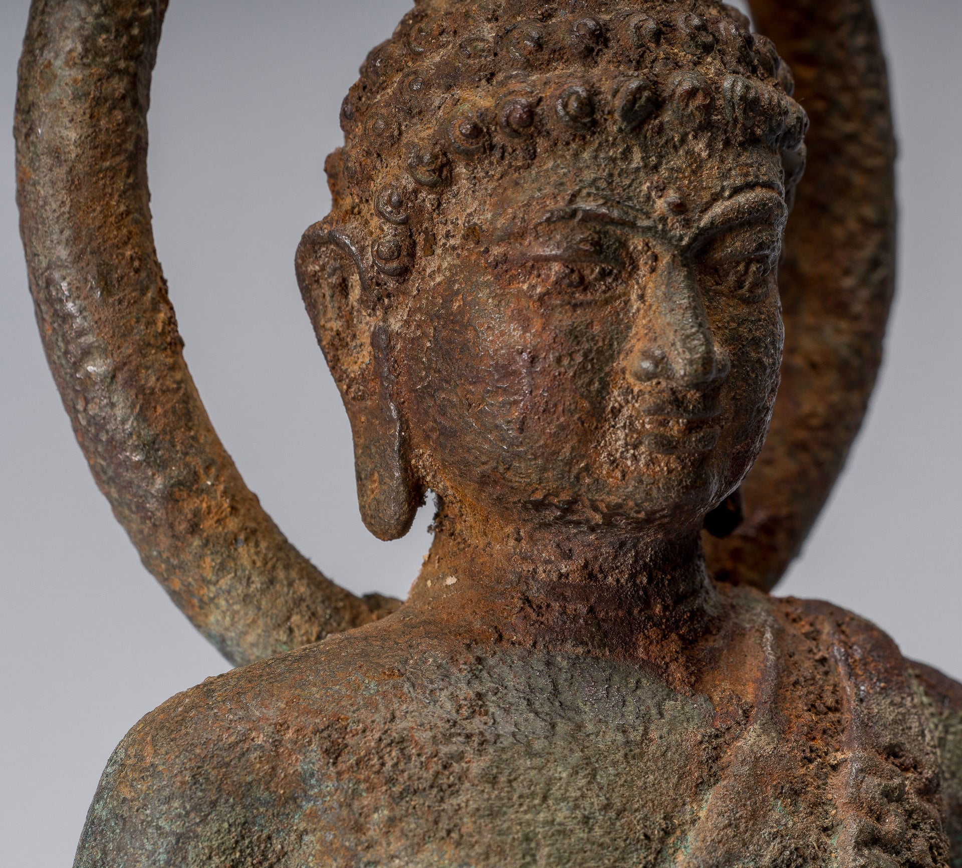 Statue di Buddha - Antique in stile indonesiano Bronzo Giavanese Teaching Buddha - 34 cm/14 "