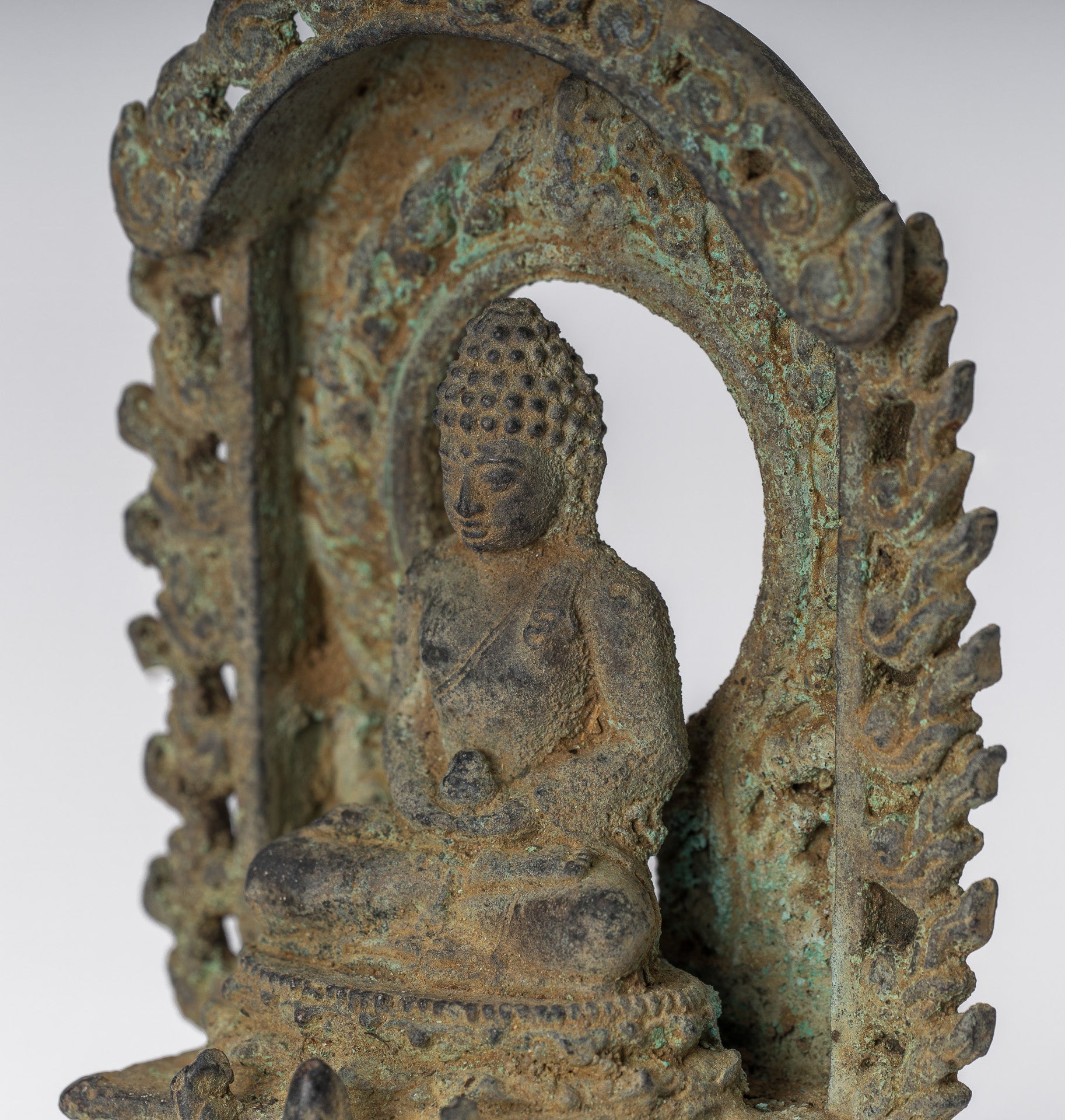 Buddha Statue - Antique Indonesian Style Bronze Javanese Amitabha Buddha Statue - 13.5cm/5"