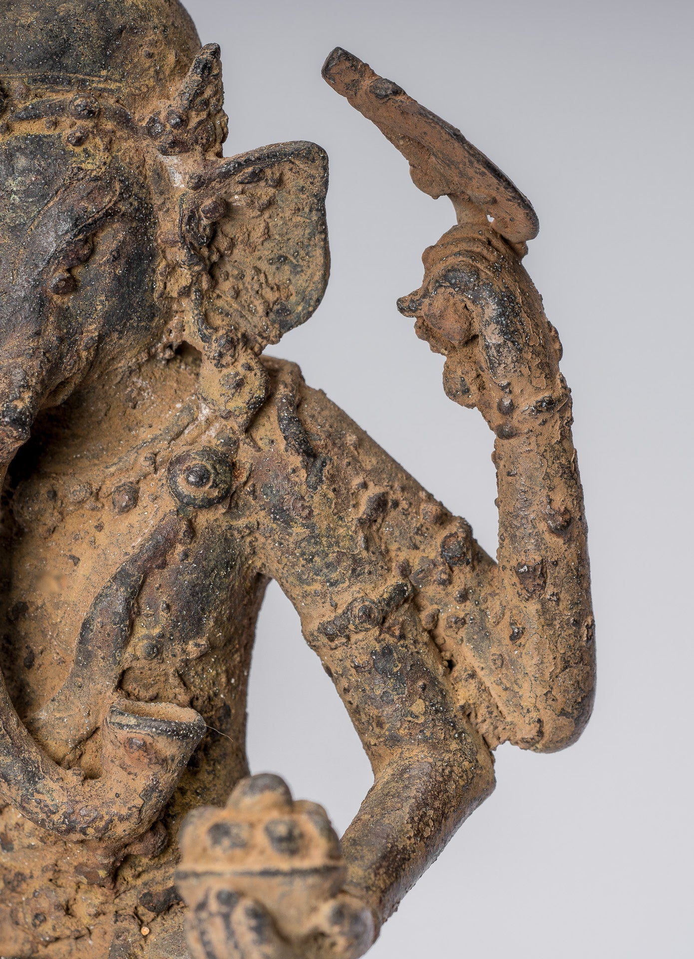 Statue de Ganesha – Statue de Ganesha indonésienne assise en bronze de style javanais antique – 25 cm/10"