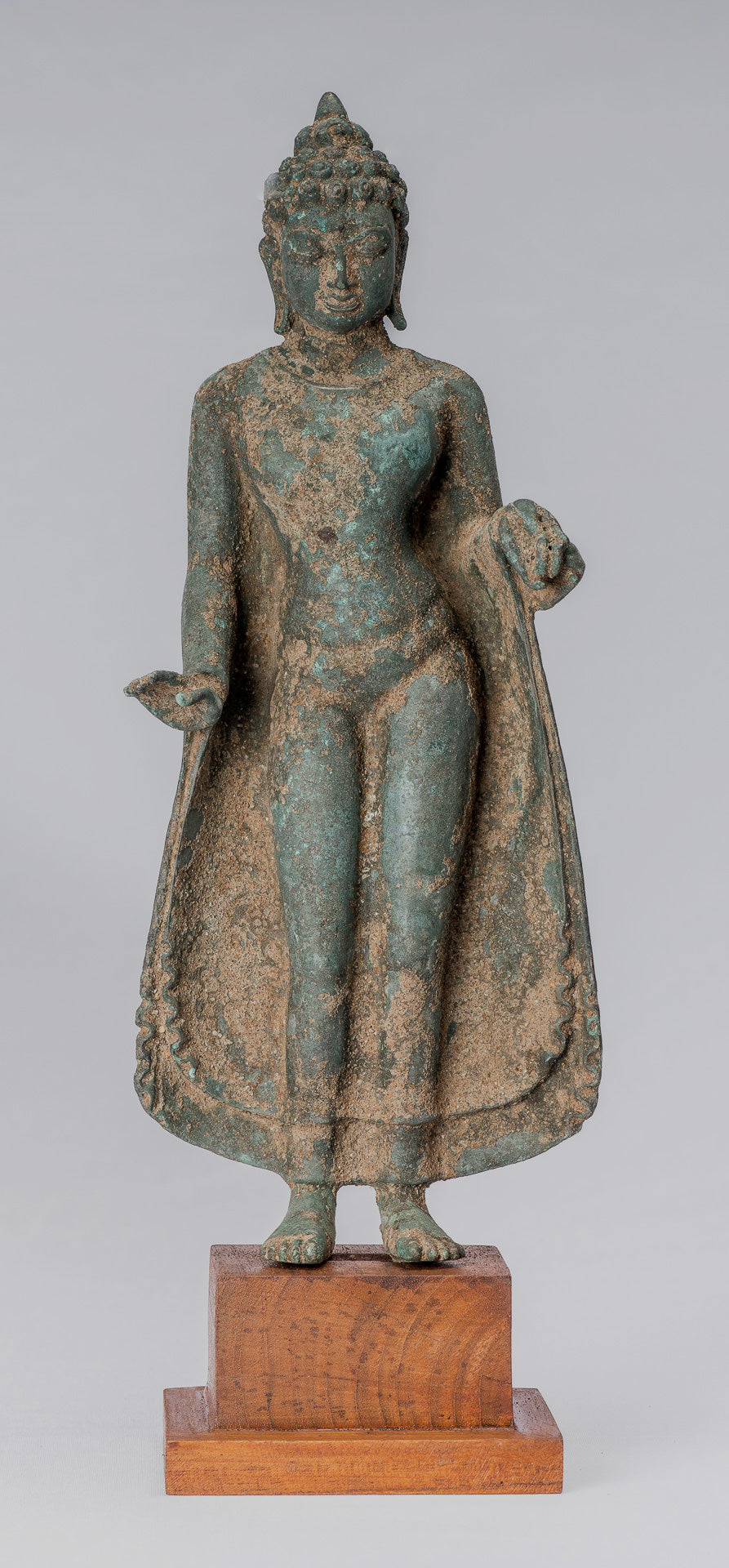 Estatua de Buda - Buda de enseñanza de bronce de bronce de estilo indonesio antiguo - 30 cm/12 "