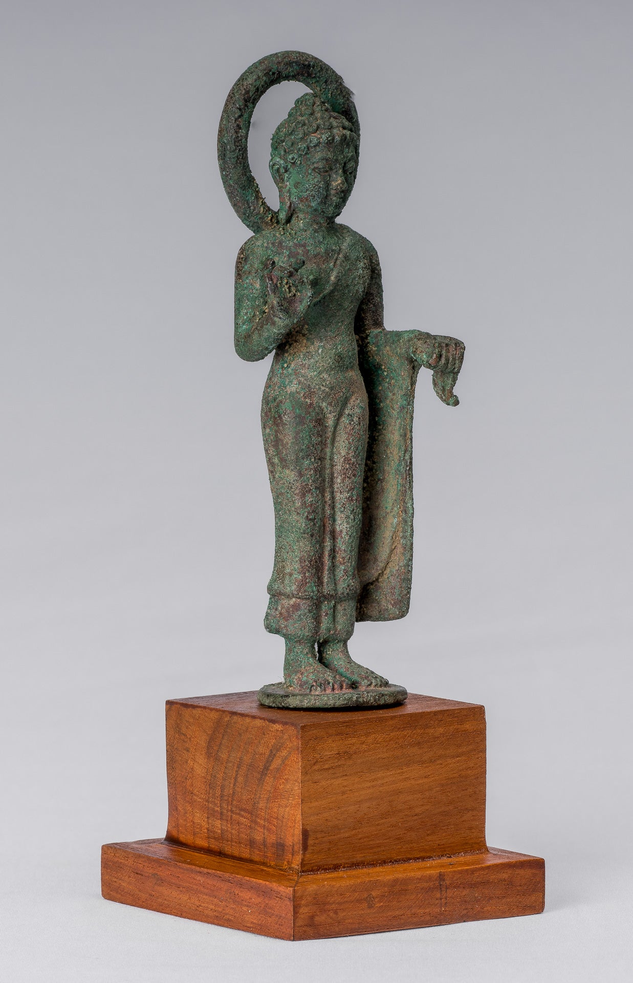 Estatua de Buda - Buda de enseñanza de bronce indonesio de estilo indonesio antiguo - 18 cm/7 "