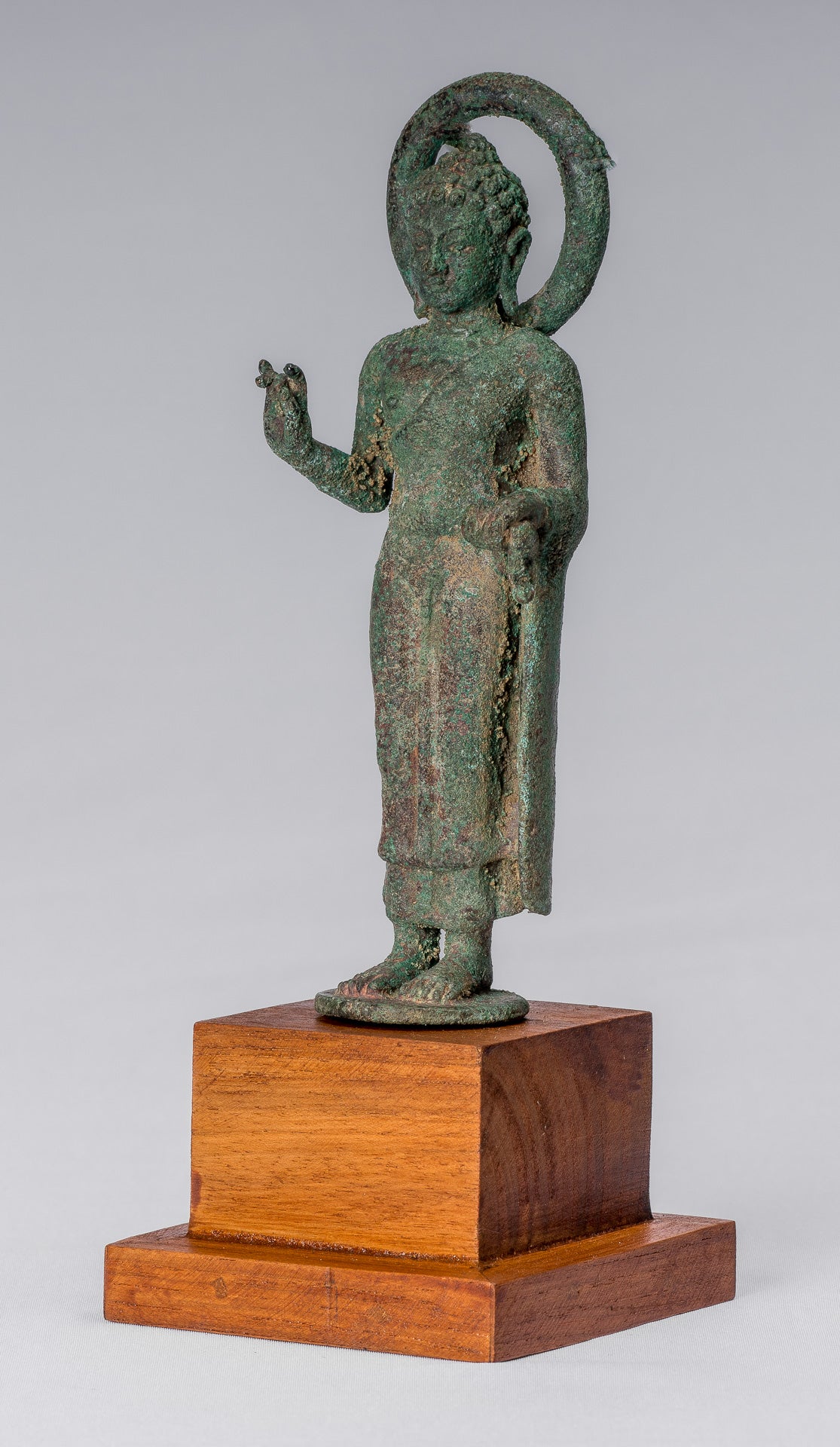 Estatua de Buda - Buda de enseñanza de bronce indonesio de estilo indonesio antiguo - 18 cm/7 "